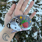 Sleepy Red Strawberry Opossum Stained Glass Ornament