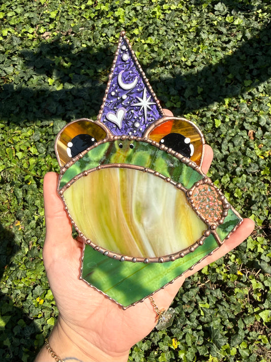 Wizard Frog Stained Glass Suncatcher