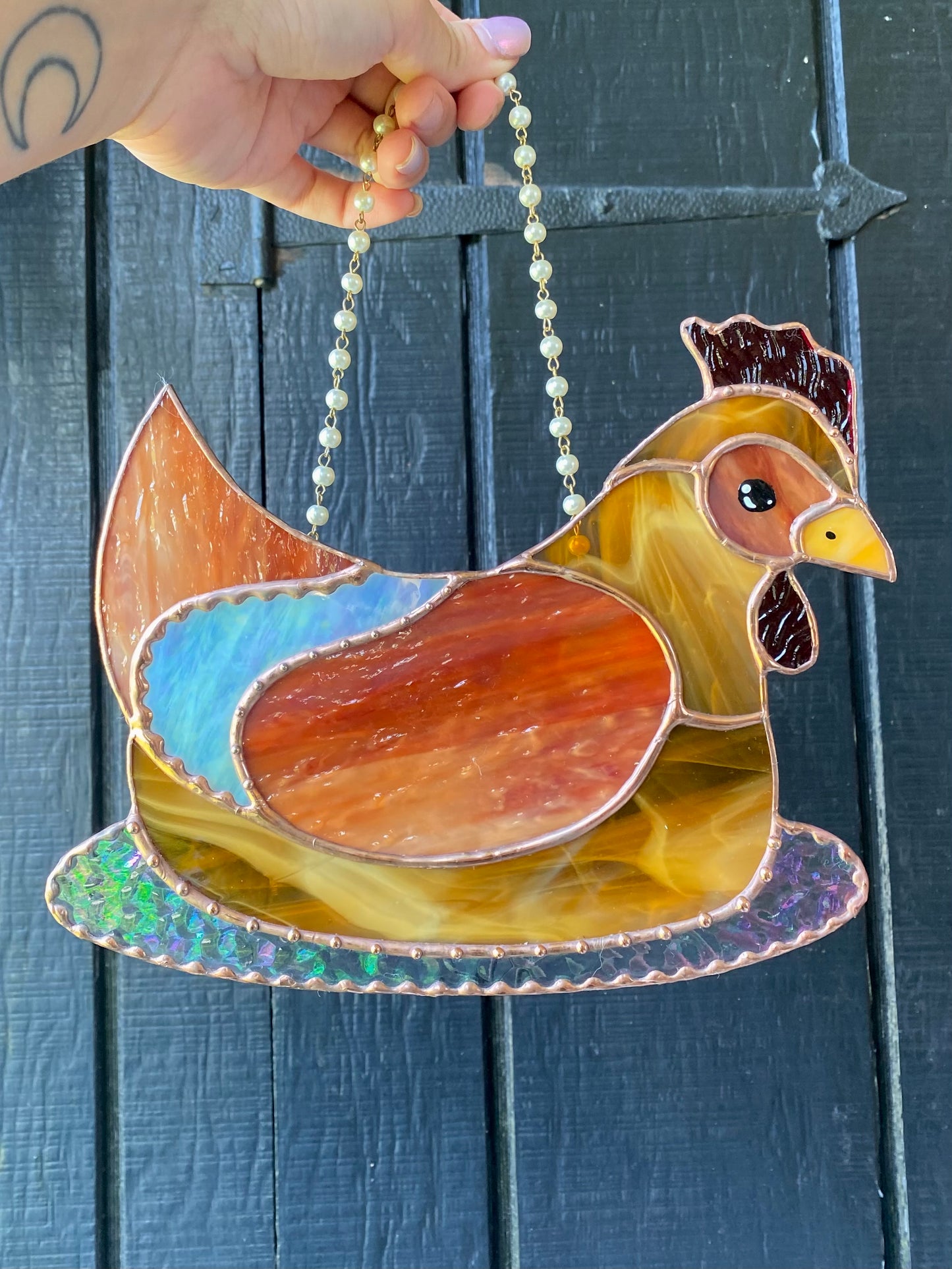 (Discounted due to crack) Stained Glass Chicken Suncatcher