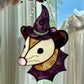 Deep Purple Witch Opossum Stained Glass Suncatcher