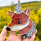 Spiderweb Mini Wizard Fox Stained Glass Suncatcher
