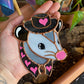 Mini Black and Pink Cowboy Opossum Stained Glass