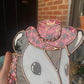 Pink Flower Cowboy Opossum Stained Glass Suncatcher