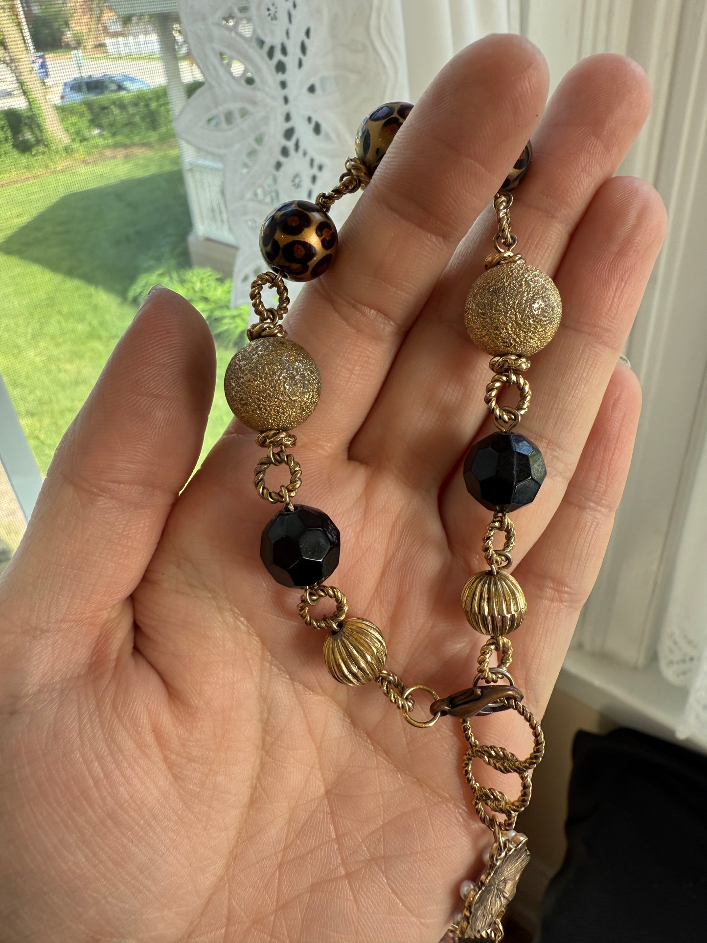 Gold Opossum Stained Glass Car Charm