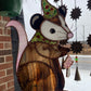Mushroom Wizard Opossum Stained Glass Suncatcher