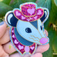 Pink Pony Opossum Glittery Vinyl Sticker 3”