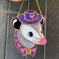 Mini Purple Cowboy Opossum Stained Glass Suncatcher