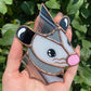 Mini Black and White Wizard Opossum Stained Glass Ornament