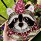 Pink Wizard Raccoon Stained Glass Suncatcher