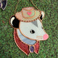 Mini Pink Cowboy Opossum Stained Glass Suncatcher
