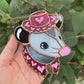 Mini Pink Pony Opossum Stained Glass Ornament