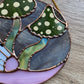 Enchanted Green Mushroom Opossum Stained Glass Suncatcher