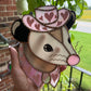 Pink Pony Opossum Stained Glass Suncatcher