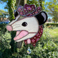 Screamy Flower Opossum Stained Glass Suncatcher