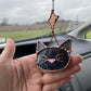 Black Cat and Starburst Stained Glass Car Charm