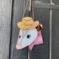 Pink Cowboy Opossum Stained Glass Suncatcher