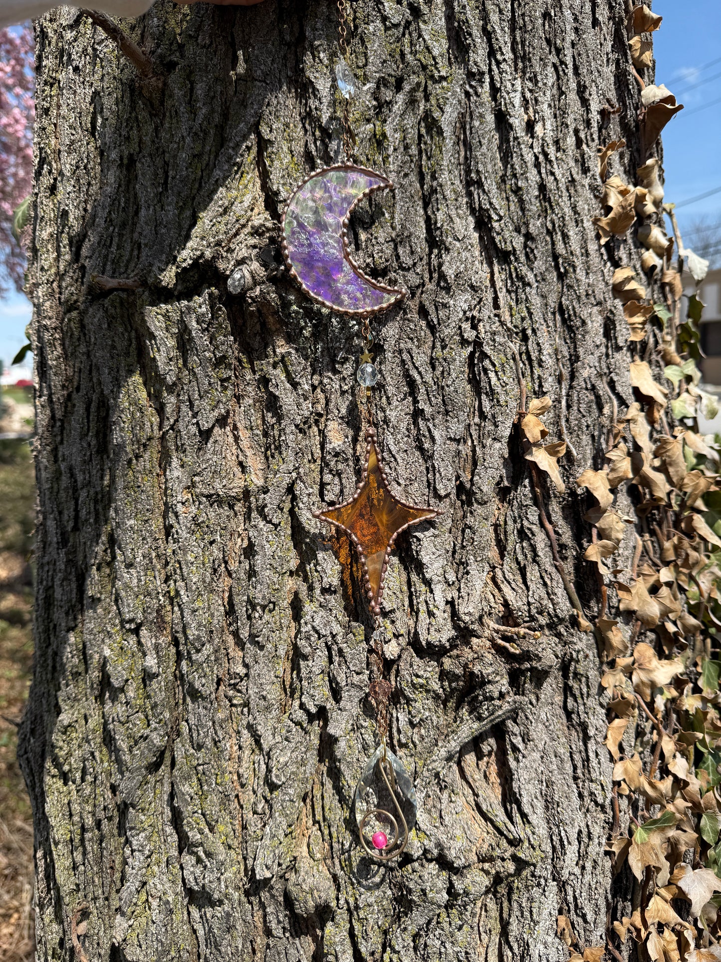 Iridescent and Gold Sun and Moon Suncatcher