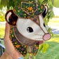 Garden Cowboy Opossum Stained Glass Suncatcher