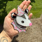 Irridescent Wizard Opossum Stained Glass Ornament