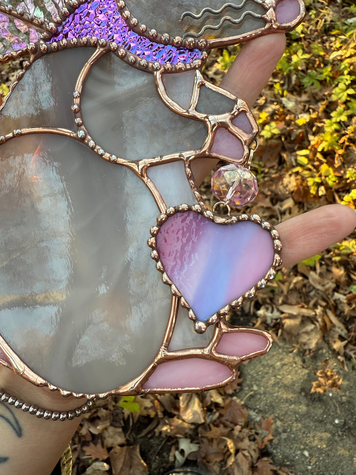 Grey Fairy Rat Stained Glass Suncatcher