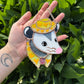 Mini Yellow Cowboy Opossum Stained Glass Ornament