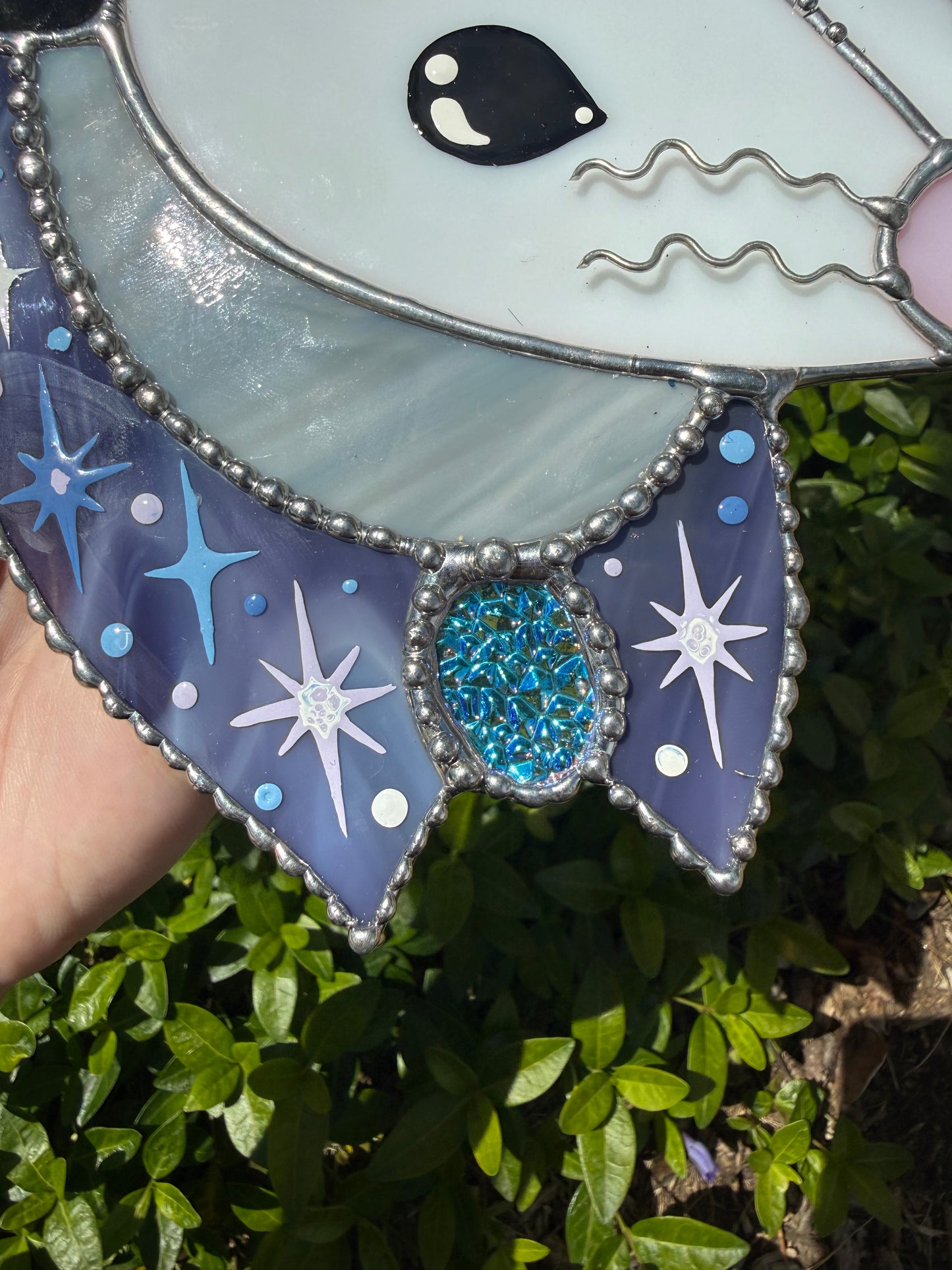 Sparkle Cowboy Opossum Stained Glass Suncatcher