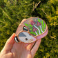 Mini Red Mushroom Sleepy Opossum Stained Glass Suncatcher