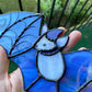 Black and Blue Wizard Bat Stained Glass Suncatcher