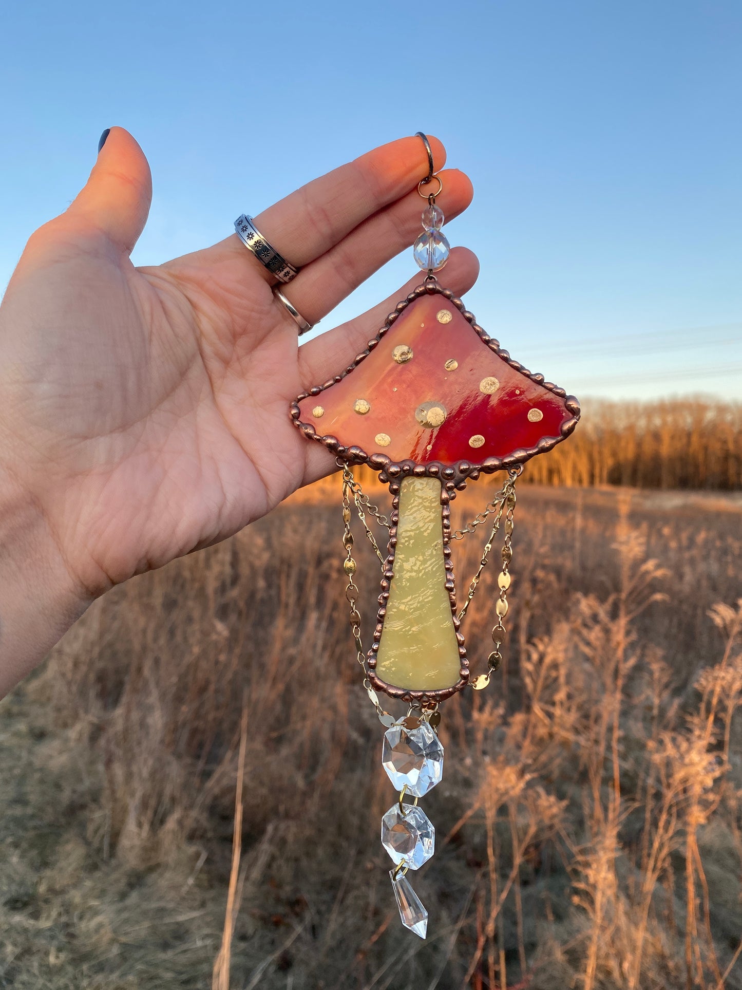 Red Mushroom Stained Glass Suncatcher