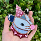 Pink Glitter Heart Opossum Stained Glass Ornament