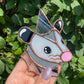 Mini Black and White Wizard Opossum Stained Glass Ornament