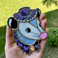 Mini Purple Cowboy Opossum Stained Glass Ornament