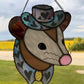 Baby Blue Pony Opossum Stained Glass Suncatcher