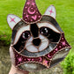 Pink Wizard Raccoon Stained Glass Suncatcher