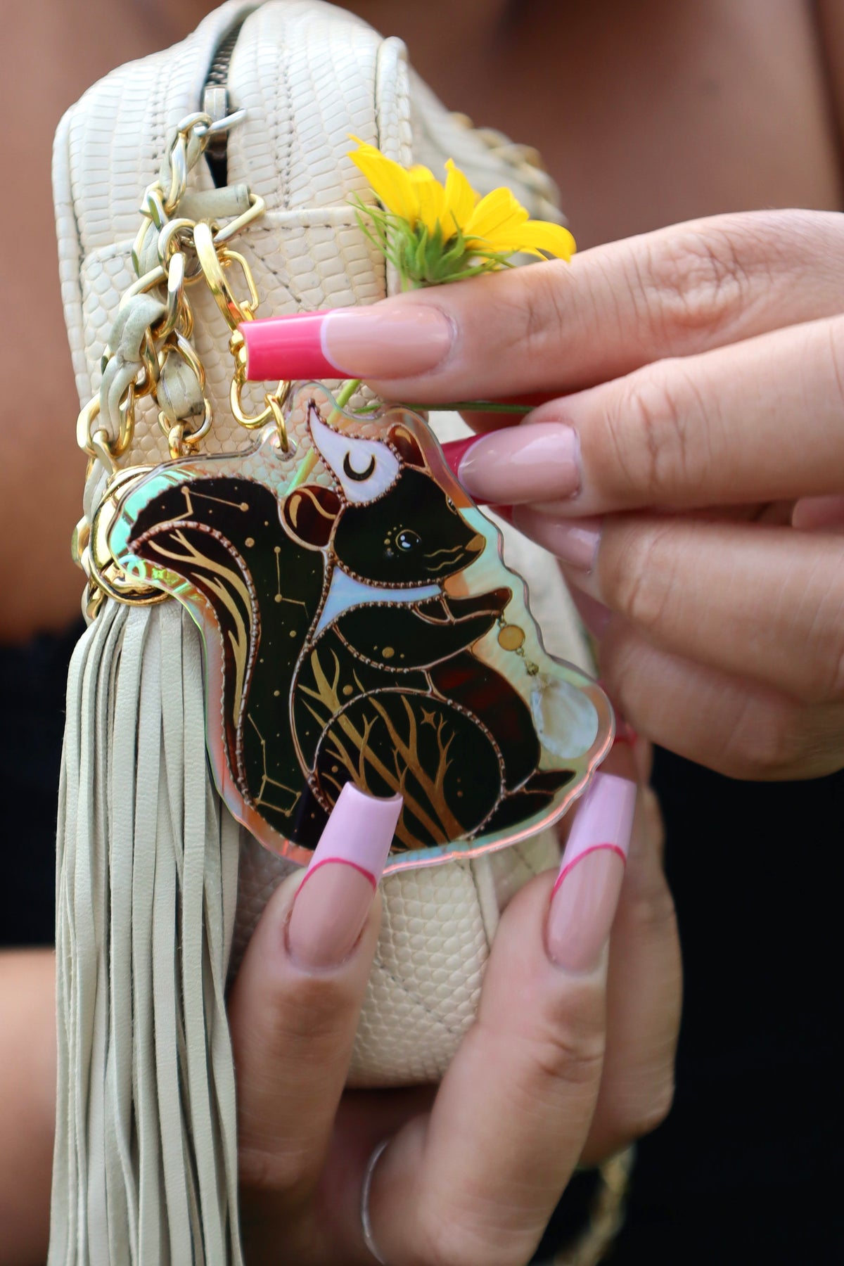 Forest Squirrel Holographic Acrylic Bag Charm