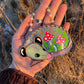 Mini Pink (ver 2) Sleepy Mushroom Opossum Stained Glass Ornament