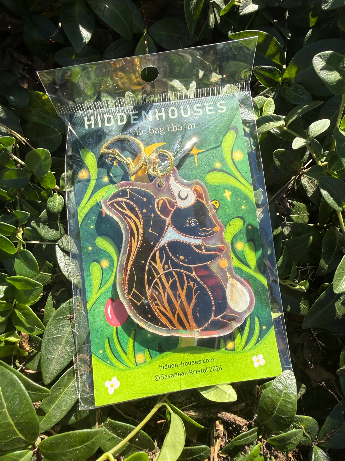 Forest Squirrel Holographic Acrylic Bag Charm