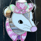 Iridescent Pink Pony Cowboy Opossum Stained Glass