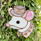 Pink Mousie Girl Stained Glass Suncatcher