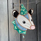 Teal Lovely Opossum Stained Glass Suncatcher