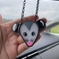 Simple Opossum Stained Glass Car Charm