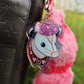 Gold Pink Pony Opossum Holographic Acrylic Bag Charm