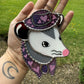 Purple Hearts Cowboy Opossum Stained Glass Suncatcher