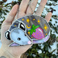 Sleepy Pink Strawberry Opossum Stained Glass Ornament