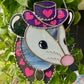 Pink and Purple Cowboy Opossum Stained Glass Suncatcher