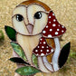 Red Mushroom Owl Stained Glass Suncatcher