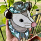 Baby Blue Pony Opossum Stained Glass Suncatcher