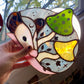 Enchanted Copper Mushroom Opossum Stained Glass Suncatcher