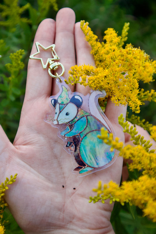 Wizard Opossum Holographic Acrylic Bag Charm