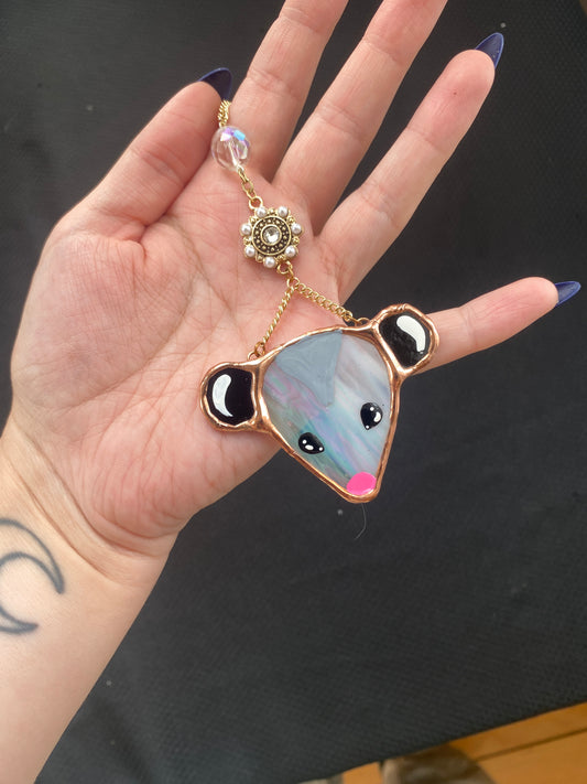 Golden Opossum Stained Glass Charm